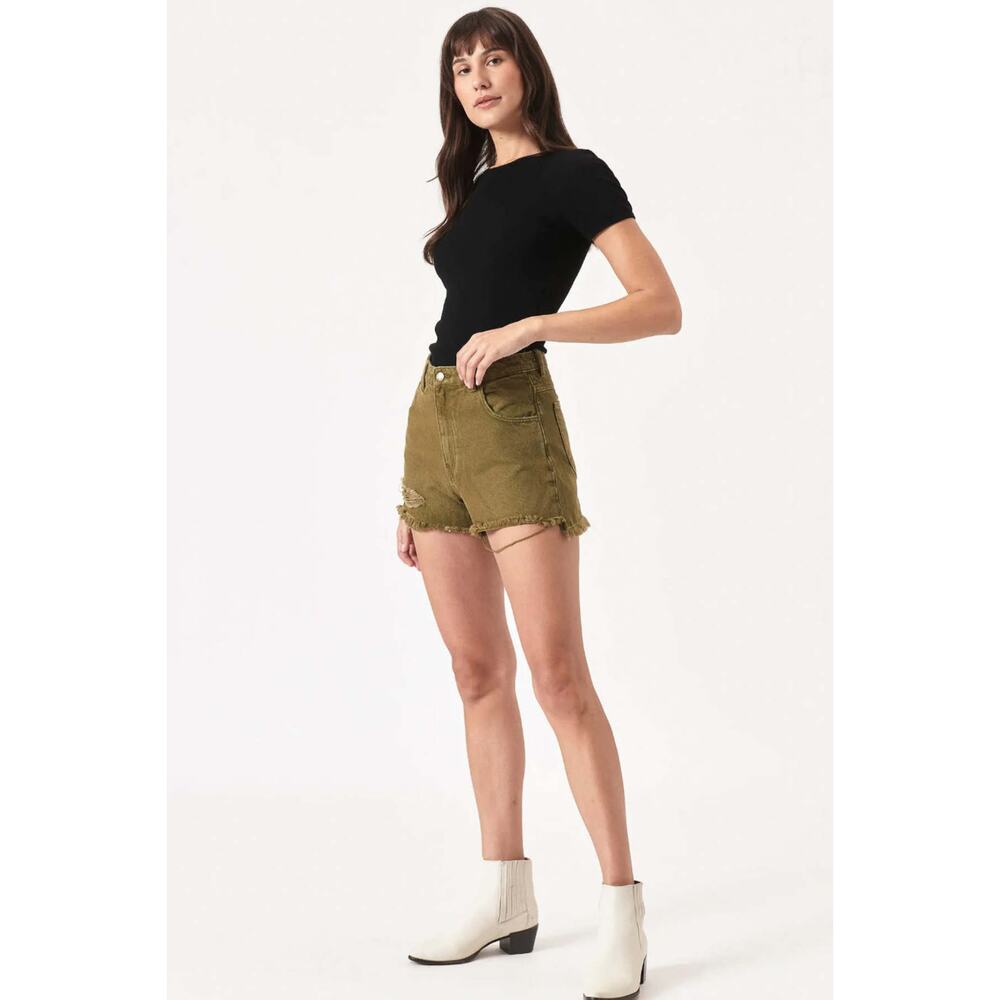 Rollas Dusters Short Layla Army Green Size Denim Cutoff Shorts NWT